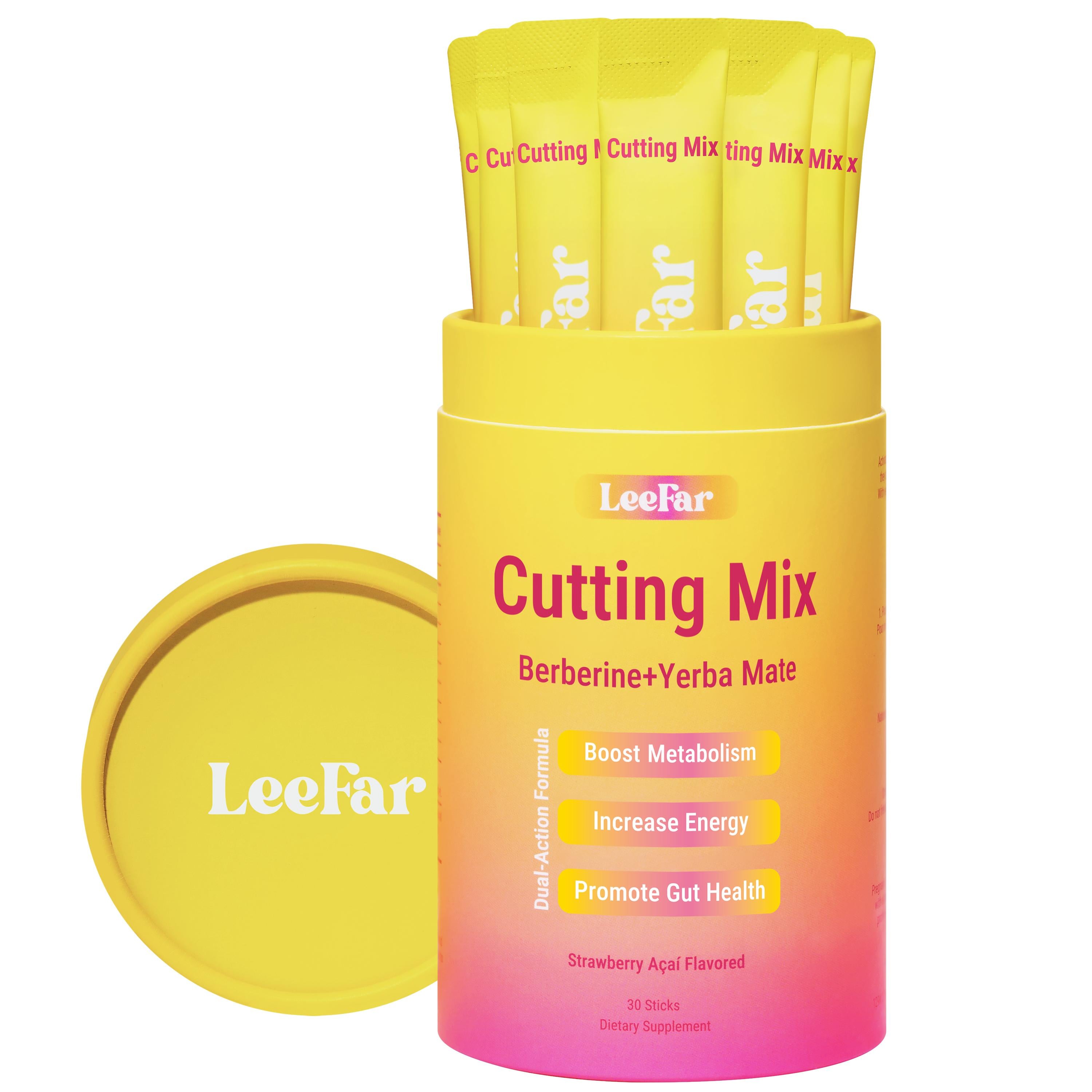 Leefar Cutting Drink Mix –| Strawberry Açaí Flavor – 30 Servings